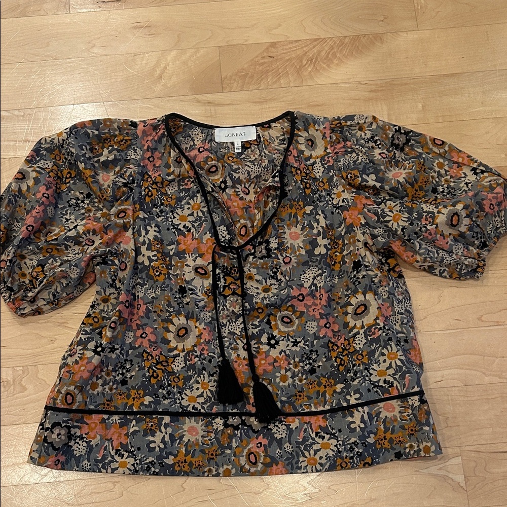 THE GREAT. Floral Print Women's Blouse - Multicolor size 0 (xs)